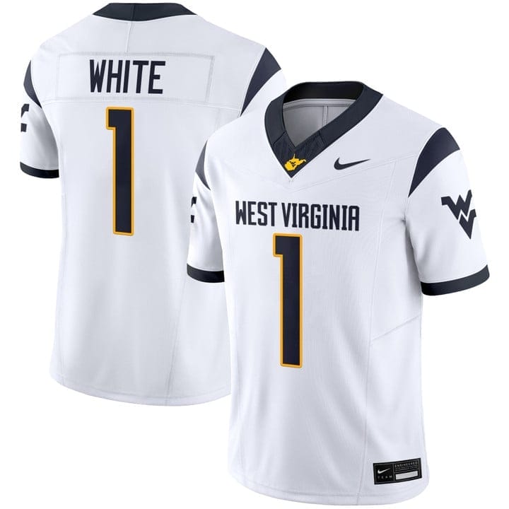 Jahiem White Jersey #1 West Virginia Mountaineers 2025 Vapor Stitched - Image 2