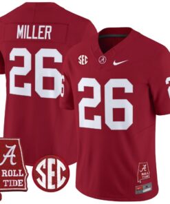 Jam Miller Jersey 26 Alabama Crimson Throwback Alabama Map Stitched Crimson