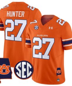 Jarquez Hunter Jersey 27 Auburn Tigers 2025 Alabama Patch Stitched Orange