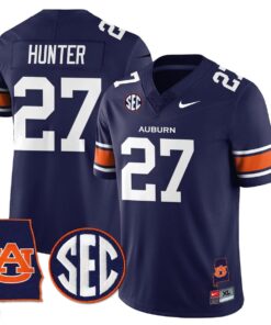 Jarquez Hunter Jersey 27 Auburn Tigers Alabama Patch Vapor Stitched Navy