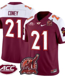 Alternative view of Jeremiah Coney Jersey #21 Virginia Tech Hokies Coach Frank Beamer 2025