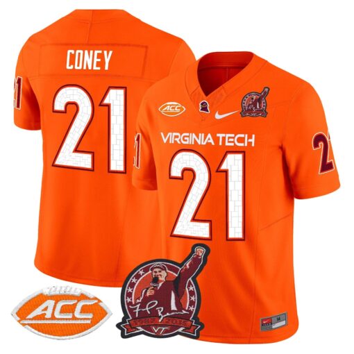 Jeremiah Coney Jersey #21 Virginia Tech Hokies Coach Frank Beamer 2025 - Image 5