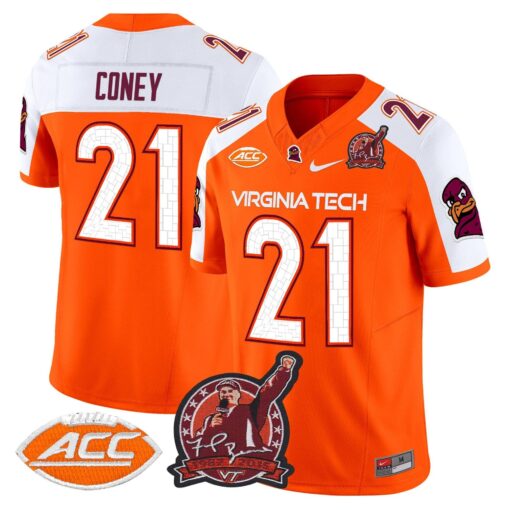 Jeremiah Coney Jersey #21 Virginia Tech Hokies Coach Frank Beamer 2025 - Image 4