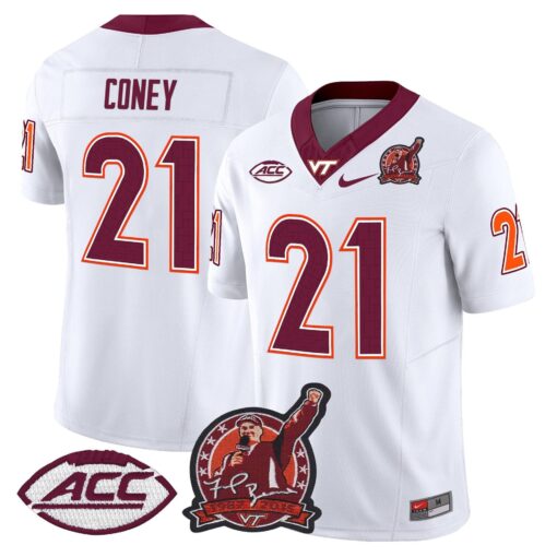 Jeremiah Coney Jersey #21 Virginia Tech Hokies Coach Frank Beamer 2025