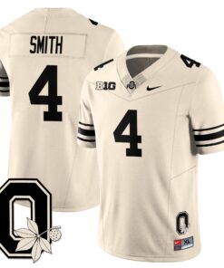 Jeremiah Smith Jersey 4 Ohio State Buckeyes 2025 Vapor Limited Stitched Cream