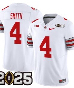 Jeremiah Smith Jersey 4 Ohio State Heritage Stripe 2025 CFP Final White