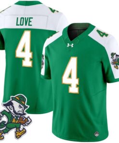 Jeremiyah Love Jersey 4 Notre Dame 2025 Gridiron Leprechaun Edition Green Alter