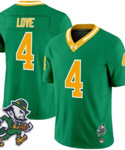 Jeremiyah Love Jersey 4 Notre Dame 2025 Gridiron Leprechaun Edition Throwback