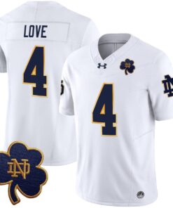 Jeremiyah Love Jersey 4 Notre Dame 2025 Vapor Limited V3 Stitched White