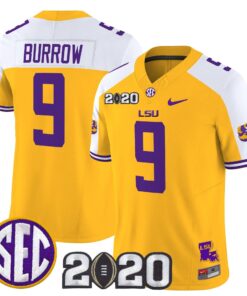 Joe Burrow Jersey 9 LSU Tigers 2020 National Champions Stitched Gold Alter
