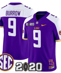 Joe Burrow Jersey 9 LSU Tigers 2020 National Champions Stitched Purple Alter