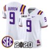 Joe Burrow Jersey 9 LSU Tigers 2020 National Champions Stitched White