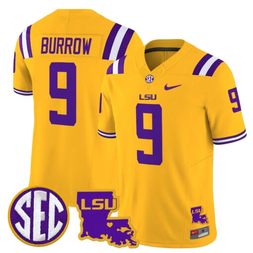 Joe Burrow Jersey #9 LSU Tigers 2025 Louisiana Patch Stitched