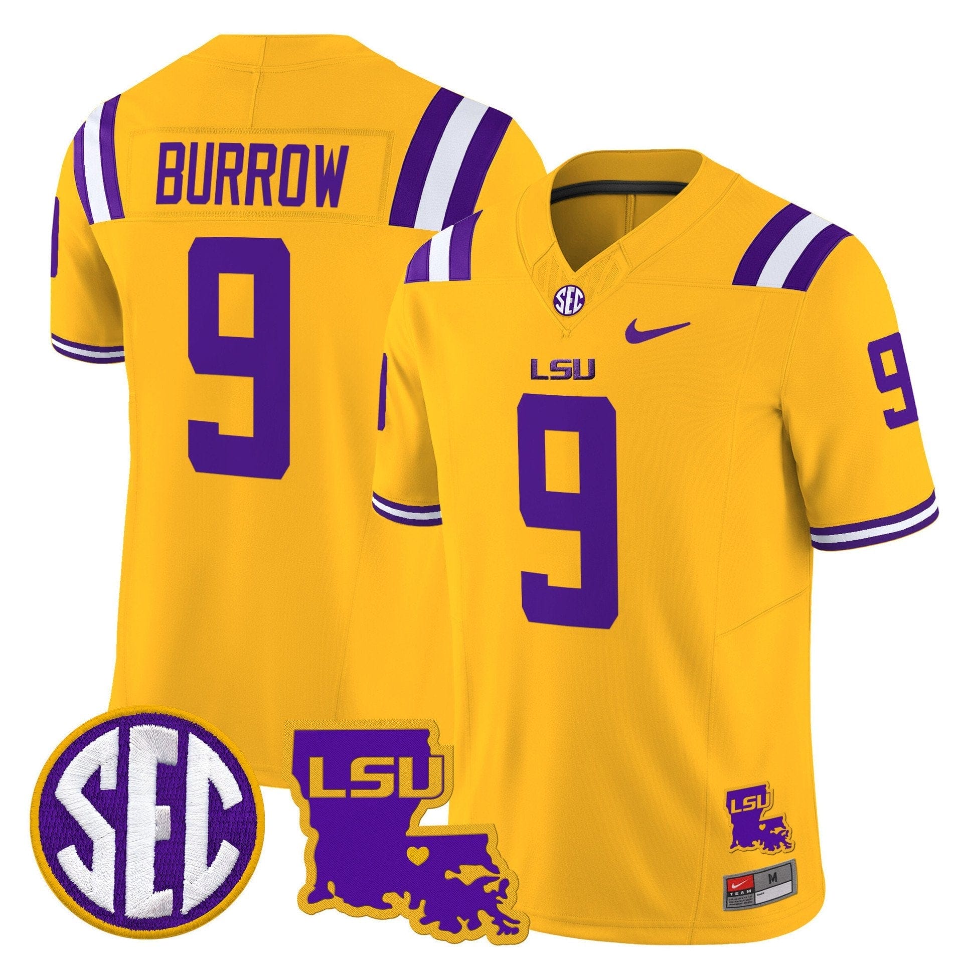 Joe Burrow Jersey #9 LSU Tigers 2025 Louisiana Patch Stitched