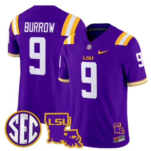 Joe Burrow Jersey #9 LSU Tigers 2025 Louisiana Patch Stitched - Image 5
