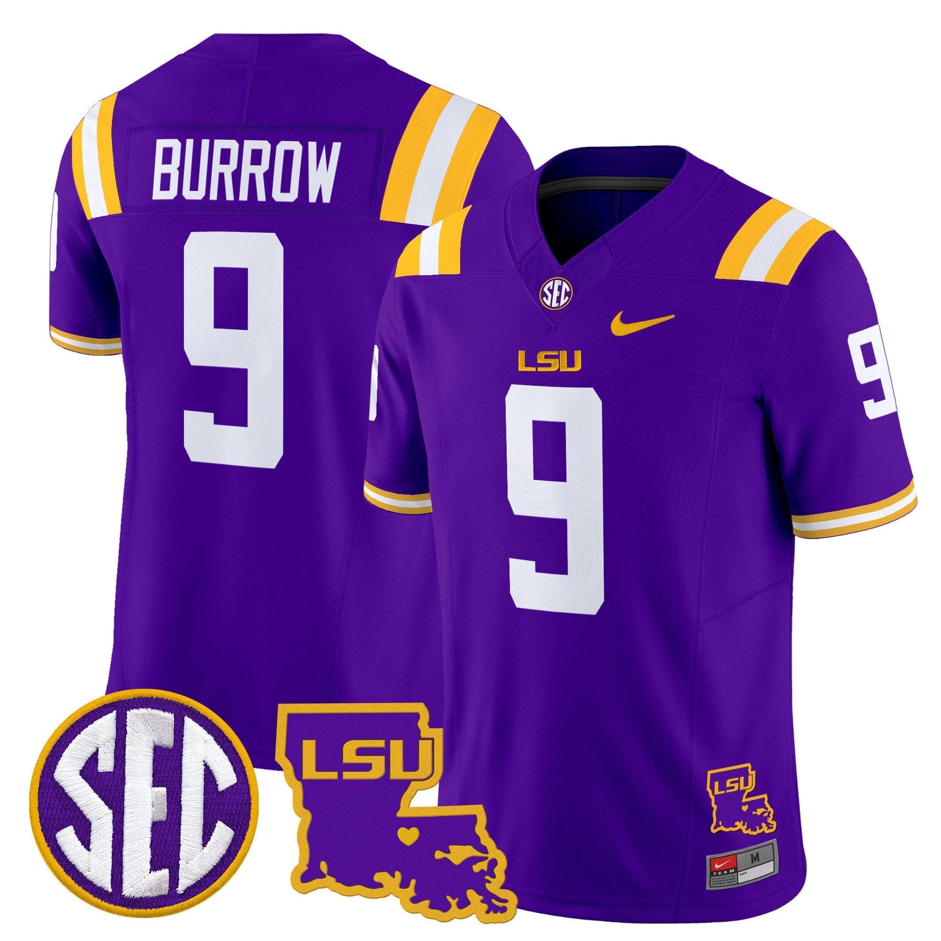Joe Burrow Jersey #9 LSU Tigers 2025 Louisiana Patch Stitched - Image 5