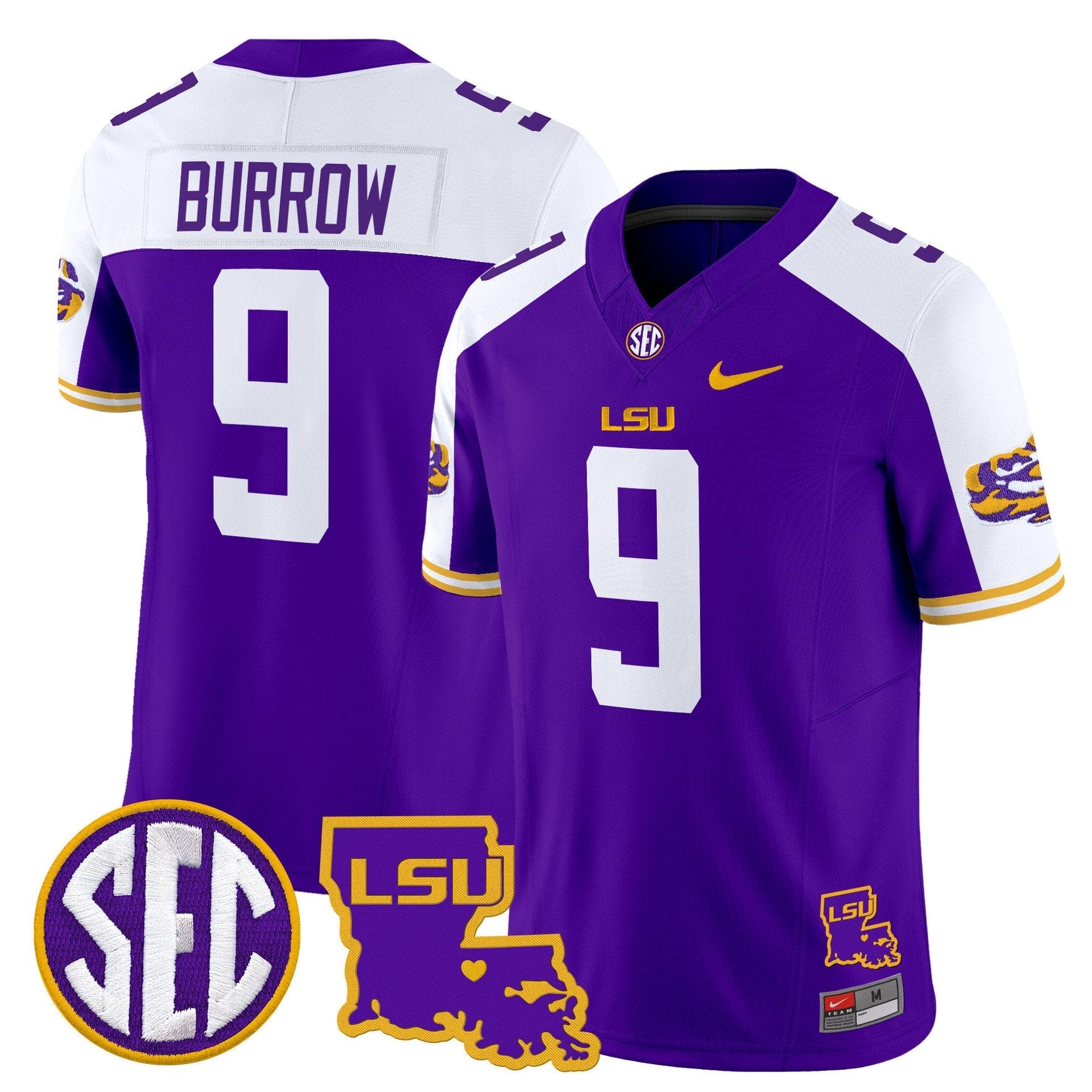 Joe Burrow Jersey #9 LSU Tigers 2025 Louisiana Patch Stitched - Image 4