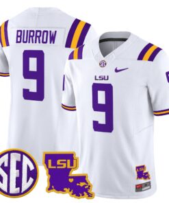 Joe Burrow Jersey 9 LSU Tigers 2025 Louisiana Patch Stitched White 5ed94f2f 9f9d 4777 913a e8845404c350