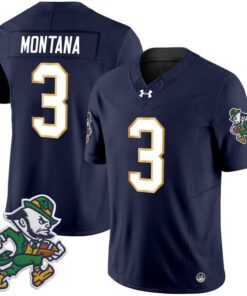 Joe Montana Jersey 3 Notre Dame 2025 Gridiron Leprechaun Edition Navy