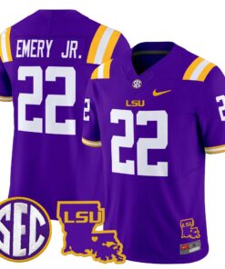 John Emery Jr Jersey 22 LSU Tigers 2025 Louisiana Patch Stitched Purple