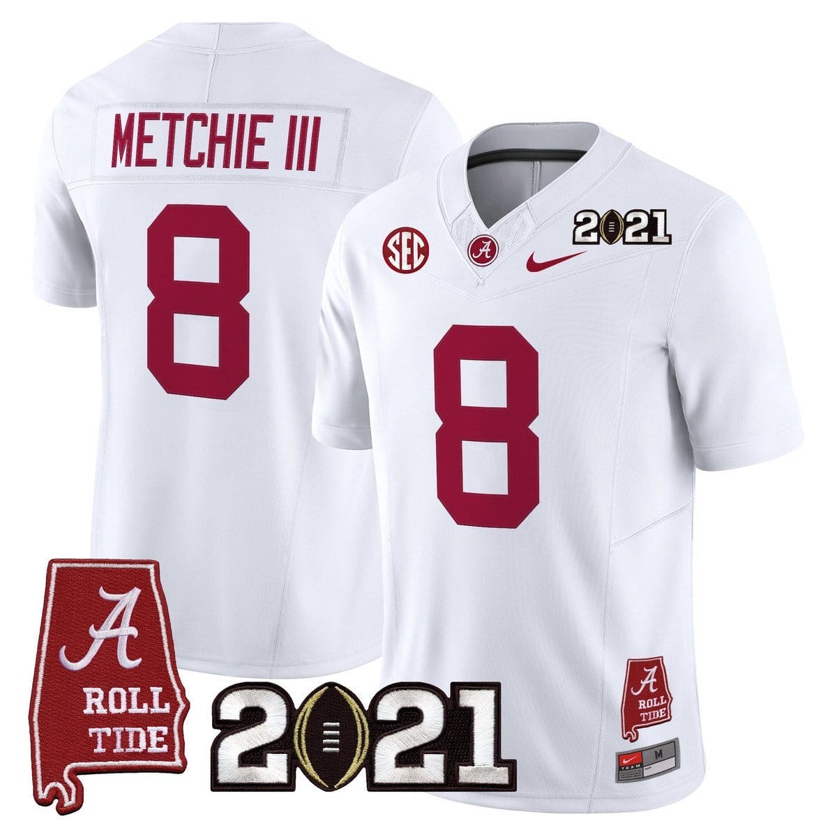 John Metchie III Jersey #8 Alabama 2021 CFP Championship Alabama Map - Image 2