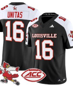 Johnny Unitas Jersey 16 Louisville Cardinals 1980s Throwback Stitched Black Alter
