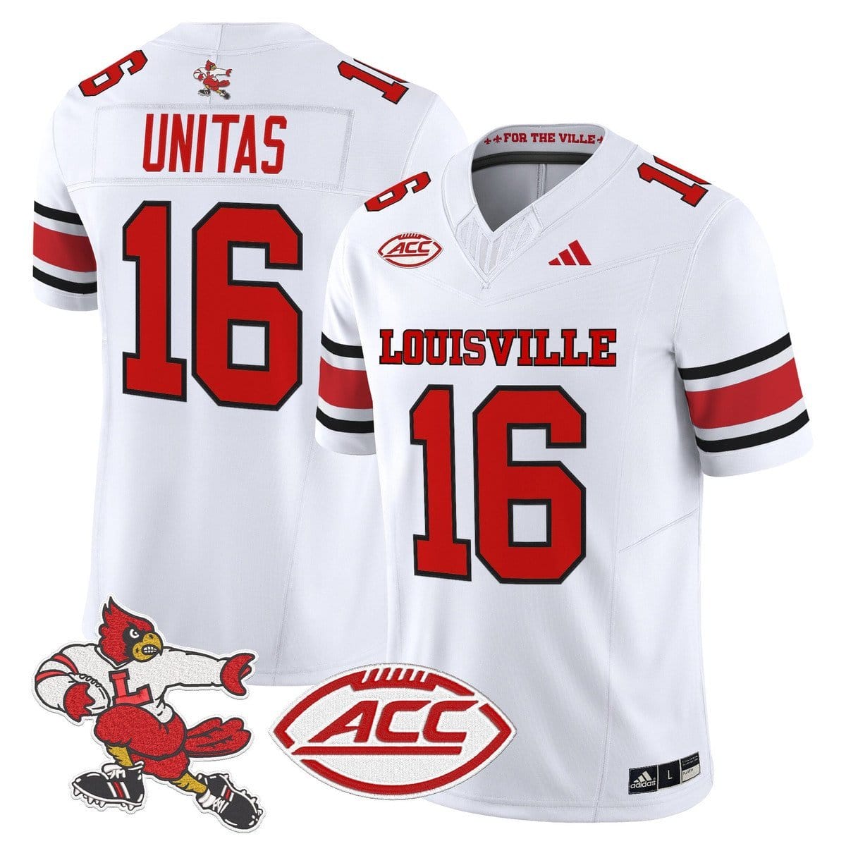 Johnny Unitas Jersey #16 Louisville Cardinals 1980s Throwback Stitched - Image 2