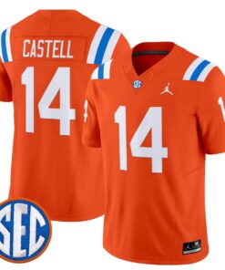 Jordan Castell Jersey 14 Florida Gators 1960s Throwback Vapor Limited Orange