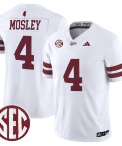 Alternative view of Jordan Mosley Jersey #4 Mississippi State Bulldogs Dark Mode Stitched