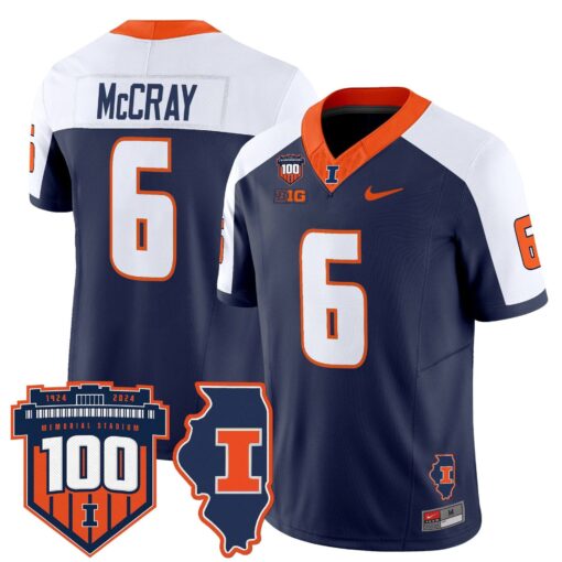 Josh McCray Jersey #6 Illinois Fighting 100th Memorial Stadium