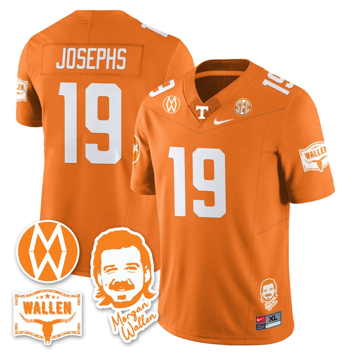 Joshua Josephs Jersey #19 Tennessee Vols Morgan Wallen 2025 Stitched - Image 5