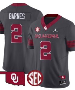 Jovantae Barnes Jersey 2 Oklahoma Sooners 2025 Limited Stitched Anthracite