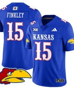 Justice Finkley Jersey 15 Kansas Jayhawks Football 2025 Limited Stitched Royal