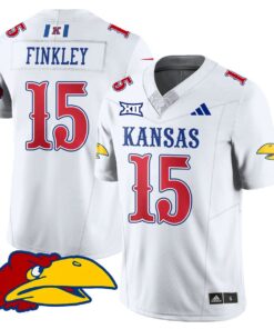 Alternative view of Justice Finkley Jersey #15 Kansas Jayhawks Football 2025 Limited Stitched