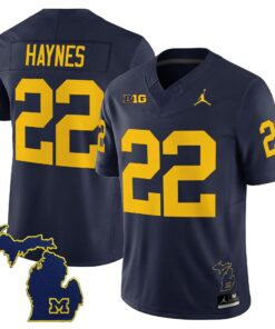 Justice Haynes Jersey 22 Michigan Wolverines 2025 Limited V2 Stitched Navy