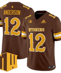 Kaden Anderson Jersey 12 Wyoming Cowboys 2025 Vapor Limited Stitched Brown