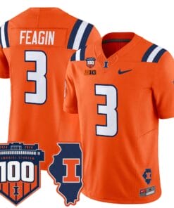 Kaden Feagin Jersey 3 Illinois Fighting 100th Memorial Stadium Orange