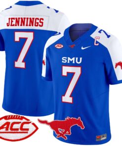 Kevin Jennings Jersey 7 SMU Mustangs 2025 Vapor Limited Stitched Blue Alter