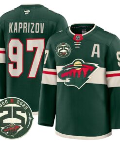 Kirill Kaprizov Jersey 97 Minnesota Wild 25th Anniversary Patch Stitched Green