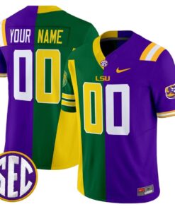 LSU Tigers and Southeastern Louisiana Lions Split Custom Jersey Stitched