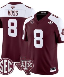 Le Veon Moss Jersey 8 Texas A M Aggies 2025 Vapor V2 Stitched Maroon Alter