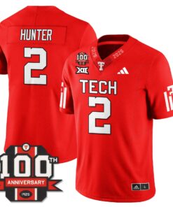 Lee Hunter Jersey 2 Texas Tech Football 100th Anniversary Stitched Red