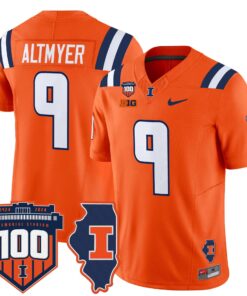 Luke Altmyer Jersey 9 Illinois Fighting 100th Memorial Stadium Orange