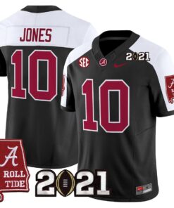 Mac Jones Jersey 10 Alabama 2021 CFP Championship Alabama Map Black Alter