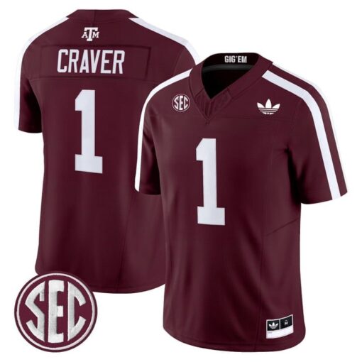 Mario Craver Jersey #1 Texas A&M Aggies 2025 Vapor V2 Stitched - Image 5