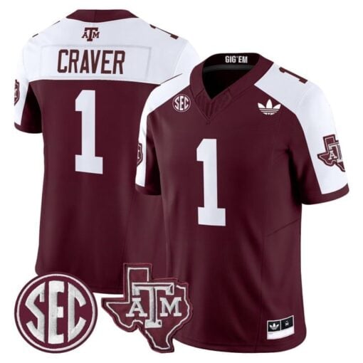 Mario Craver Jersey #1 Texas A&M Aggies 2025 Vapor V2 Stitched - Image 4