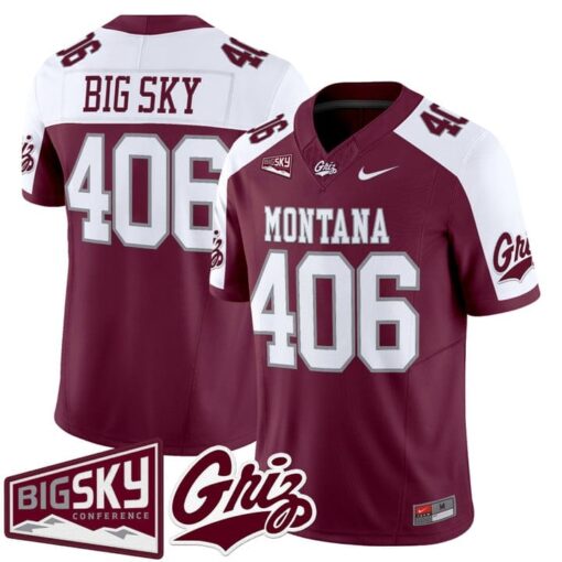 Big Sky Jersey #406 Montana Grizzlies 2025 Vapor Limited Stitched Black Alter - Image 3