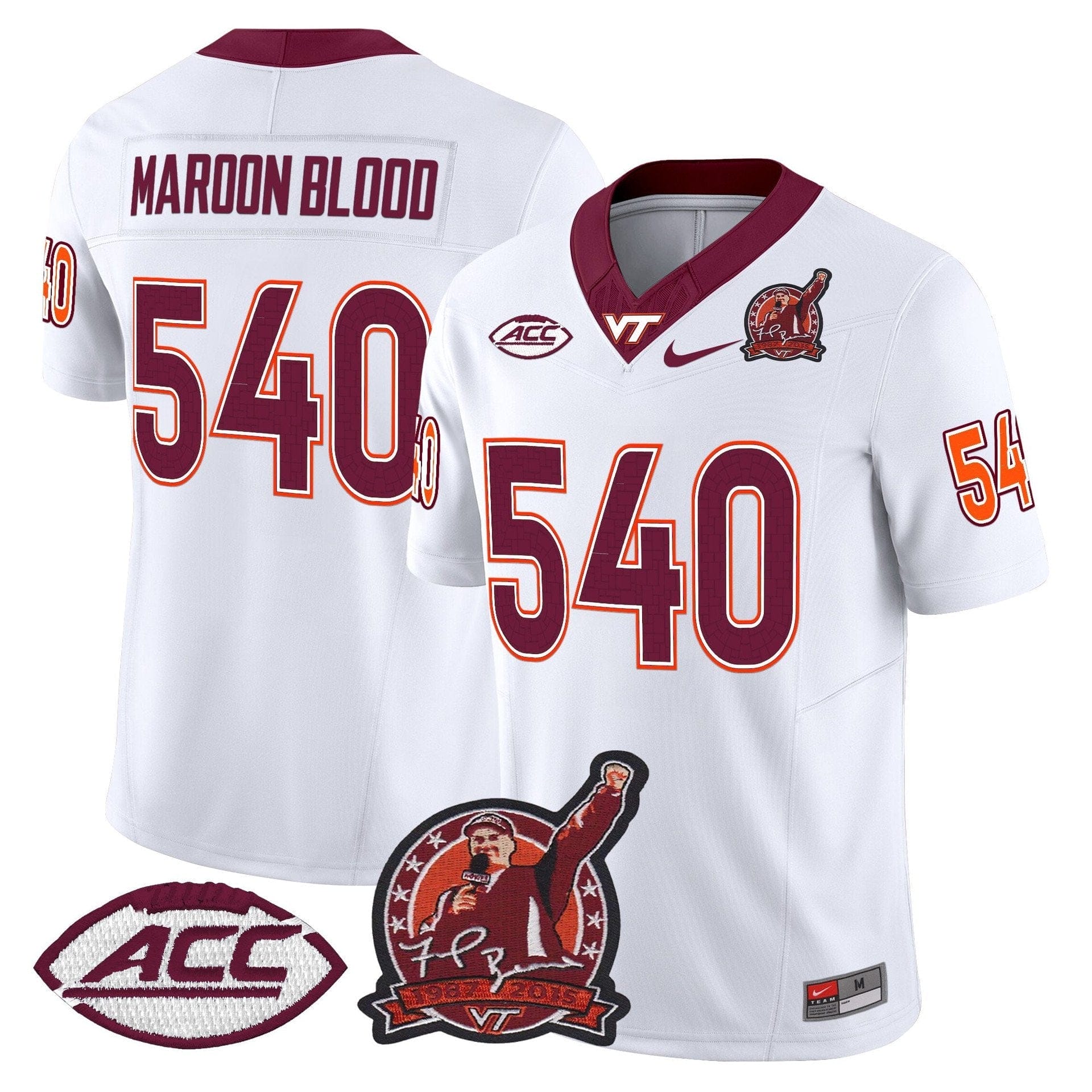 Maroon Blood Jersey #540 Virginia Tech Hokies Coach Frank Beamer 2025