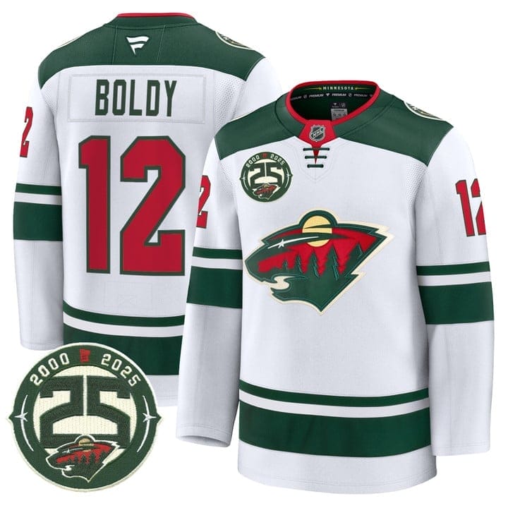 Matthew Boldy Jersey #12 Minnesota Wild 25th Anniversary Patch Stitched