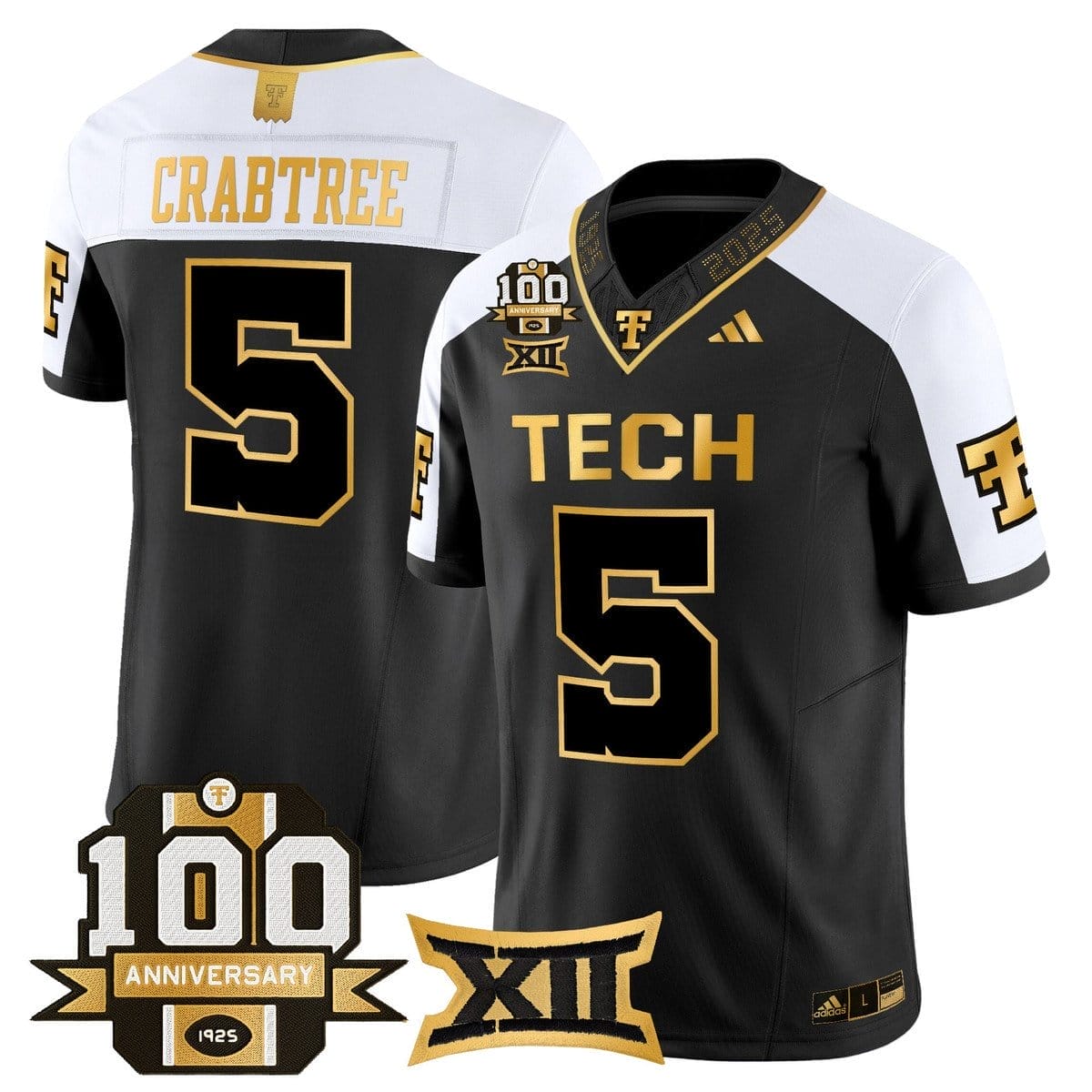 Michael Crabtree Jersey #5 Texas Tech 2025 100th Anniversary Stitched